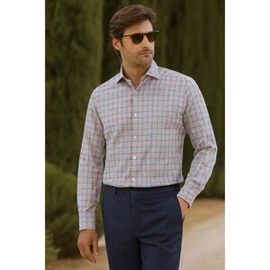 Bugatchi UOMO Classic Fit Button Down Shirt Long Sleeve Flip Cuffs Mens Sz M